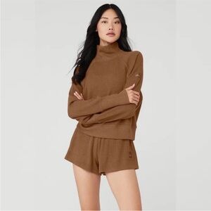 Alo Waffle Weekend Escape Mock Neck Long Sleeve